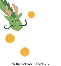 Oriental cute hand drawn dragon illustration vector