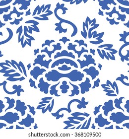 Oriental damask pattern seamless vector background tile
