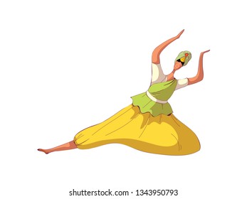 Oriental dance. Professional dancer concept. Vector illustration.