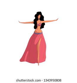 Oriental dance. Professional dancer concept. Vector illustration.