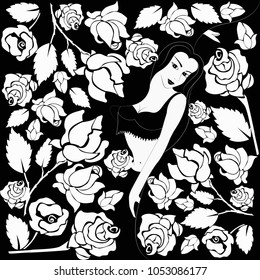 oriental dancer in roses