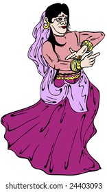 Oriental dancer in traditional clothes vector illustation