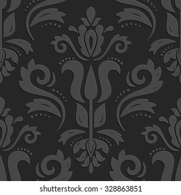 Oriental dark ornament. Fine vector traditional pattern with volume elements, shadows and highlights