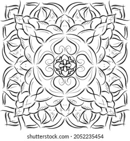 Elementos decorativos orientales. Mandala blanco y negro. Ilustración vectorial. Espíritu forestal