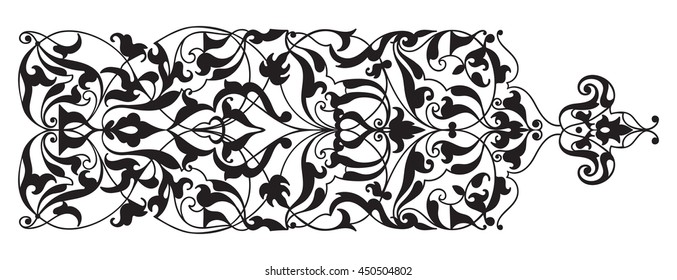 Oriental decorative element. Zentangle black and white. Vector illustration.