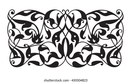 Oriental decorative element. Zentangle black and white. Vector illustration.
