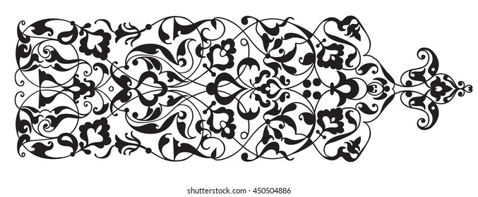 Oriental decorative element. Zentangle black and white. Vector illustration.