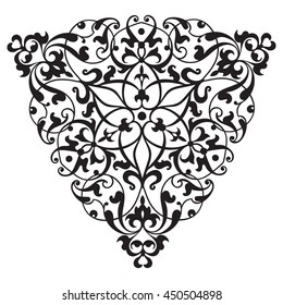 Oriental decorative element. Zentangle black and white. Vector illustration.