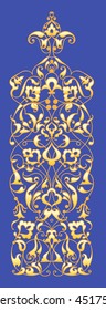 Oriental decorative element. Zentangle gold on a blue background. Vector illustration.