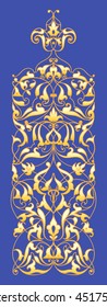 Oriental decorative element. Zentangle gold on a blue background. Vector illustration.