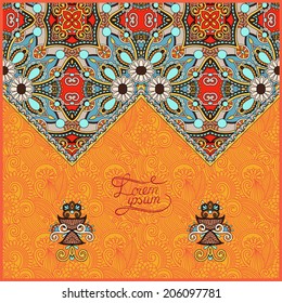 oriental decorative template for greeting card or wedding  invitation in a folk style, you can place your text in the empty place, vector illustration