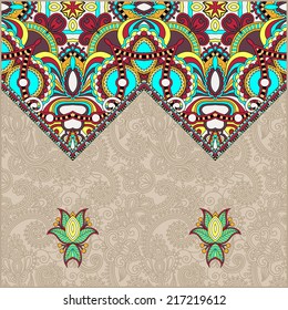 oriental decorative template for greeting card or wedding invitation in a folk style, you can place your text in the empty place, vector illustration
