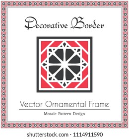 Oriental design elements and ornamental page decoration. Vector frame of arabic mosaic borders