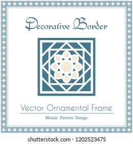 Oriental design elements and ornamental page decoration. Vector frame of arabic mosaic borders