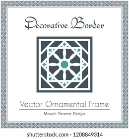 Oriental design elements and ornamental page decoration. Vector frame of arabic mosaic borders
