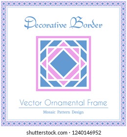 Oriental design elements and ornamental page decoration. Vector frame of arabic mosaic borders