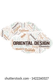 Oriental Design word cloud. Wordcloud made with text only.