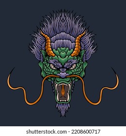 Oriental dragon head vector design illustration