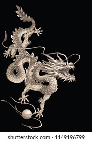Oriental dragon on a black background