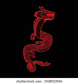 oriental dragon vector illustration for screen printing template