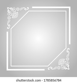 MARCO ORIENTAL ELEGANTE DE PLAZA BLANCA FRESCA EN FONDO GRADIENTE GRIS