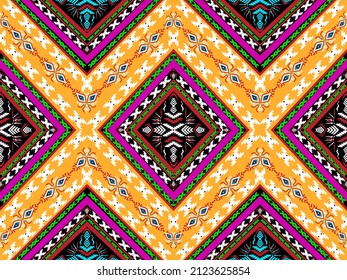 oriental ethnic geometric pattern background design, carpet, wallpaper, clothing, wrapping, embroidery illustration