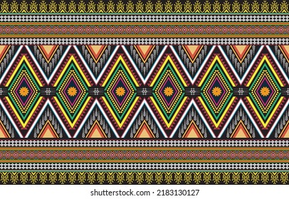 Oriental ethnic geometry ikat seamless pattern traditional design for background, rug, wallpaper, clothing, wrap, batik, cloth, embroidery style vector illustration