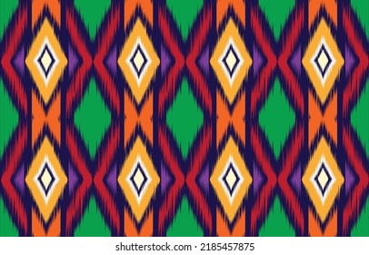 Oriental ethnic geometry ikat seamless pattern traditional design for background, rug, wallpaper, clothing, wrap, batik, cloth, embroidery style vector illustration