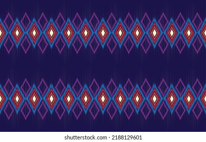 Oriental ethnic geometry ikat seamless pattern traditional design for background, rug, wallpaper, clothing, wrap, batik, cloth, embroidery style vector illustration.
