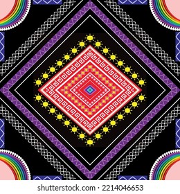 oriental ethnic geometry traditional seamless pattern design for background, carpet, wallpaper, clothing, wrap, batik, cloth, embroidery style vector illustration.