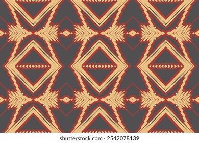 Oriental étnico ikat patrón patrón de fondo tradicional sin fisuras Diseño para alfombra, Fondo de pantalla, ropa, envoltura, batik, tela, estilo de bordado de Ilustración vectorial.