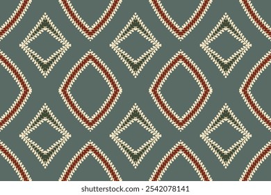Oriental ethnic ikat pattern seamless pattern traditional background Design for carpet,wallpaper,clothing,wrapping,batik, fabric,Vector illustration embroidery style.
