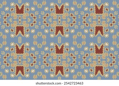 Oriental étnico ikat patrón patrón de fondo tradicional sin fisuras Diseño para alfombra, Fondo de pantalla, ropa, envoltura, batik, tela, estilo de bordado de Ilustración vectorial.