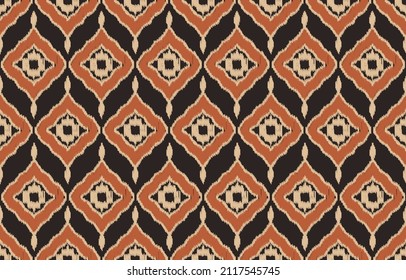 Oriental ethnic ikat seamless pattern embroidery design for clothing, wallpaper, textile and cover.