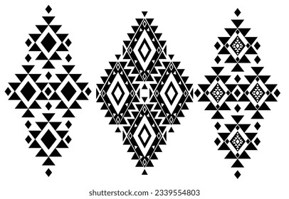 Patrón étnico oriental. Conjunto de ornamentos étnicos. Diseño tribal, símbolos geométricos para tatuajes, logotipo, tarjetas, tejidos decorativos. ilustración vectorial de impresión tradicional. sobre fondo blanco.