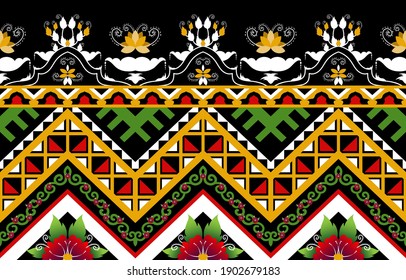 Oriental ethnic pattern traditional background Design for carpet,wallpaper,clothing,wrapping,batik,fabric,Vector illustration embroidery style.