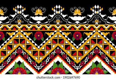 Oriental ethnic pattern traditional background Design for carpet,wallpaper,clothing,wrapping,batik,fabric,Vector illustration embroidery style.