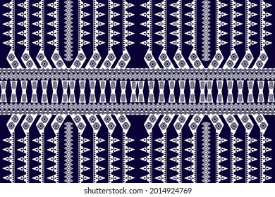 Oriental ethnic pattern traditional background. Blue and white tone. Design for carpet,wallpaper,clothing,wrapping,batik,fabric,Vector illustration embroidery style.