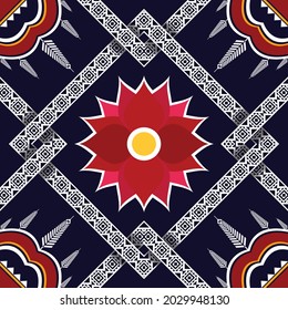 Patrón étnico oriental diseño de fondo tradicional para alfombras, papel pintado, ropa, envoltura, batik, tela, ilustraciones vectoriales bordados papel pintado geométrico textil hindú afroamericano floral.