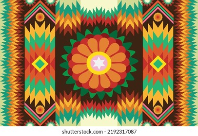 Oriental ethnic pattern traditional.Design for background,carpet,wallpaper,clothing,wrapping,fabric,Vector illustration.