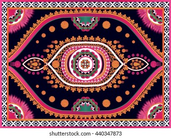 Oriental ethnic pattern traditional.Design for background,carpet,wallpaper,clothing,wrapping,fabric,Vector illustration.