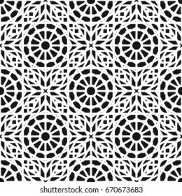 Oriental ethnic seamless pattern in black and white colors. Vector