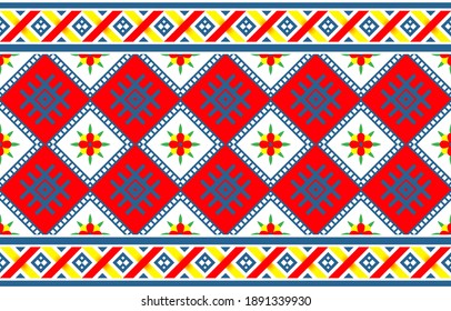 Oriental ethnic seamless pattern traditional background. Design for background, carpet, wallpaper, clothing, wrapping, batik, fabric and embroidery style. Vector illustration. Colorful theme.