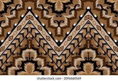 Oriental ethnic seamless pattern traditional background 
Design for carpet,wallpaper,clothing,wrapping,batik,
fabric,Vector illustration embroidery style.
