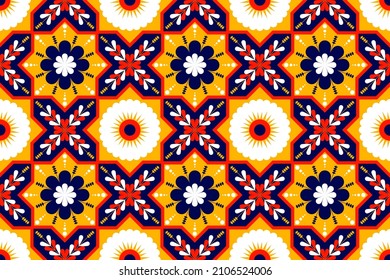 Oriental ethnic seamless pattern traditional. Colorful flower. Design for background, carpet,wallpaper,clothing,wrapping,batik,fabric,Vector,illustration,embroidery.