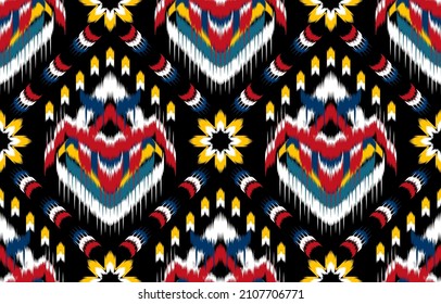 Oriental ethnic seamless pattern traditional background Design for carpet,wallpaper,clothing,wrapping,batik, fabric,Vector illustration embroidery style.