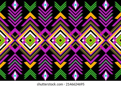Patrón étnico oriental sin fisuras de fondo tradicional Diseño para alfombras, papel pintado, ropa, envoltura, batik, tela,Estilo de bordado de ilustración vectorial. El patrón étnico geométrico no tiene fisuras. geométrico.