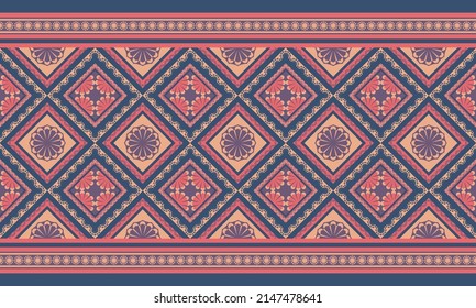 Oriental ethnic seamless pattern. Traditional design for background, wallpaper, paper, packaging, fabric, clothing, gift wrapping, carpet, tile, decoration, vector illustration, embroidery style.