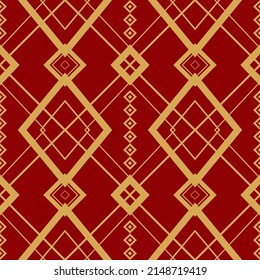 Patrón étnico oriental sin fisuras de fondo tradicional Diseño para alfombras, papel pintado, ropa, envoltura, batik, tela,Estilo de bordado de ilustración vectorial. Colección de patrones de chino dorado, 