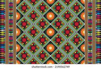diseño de fondo tradicional de tipo étnico oriental sin soldadura para alfombras, papel de pared, ropa, envoltura, batik, tela, ilustración de bordado vector